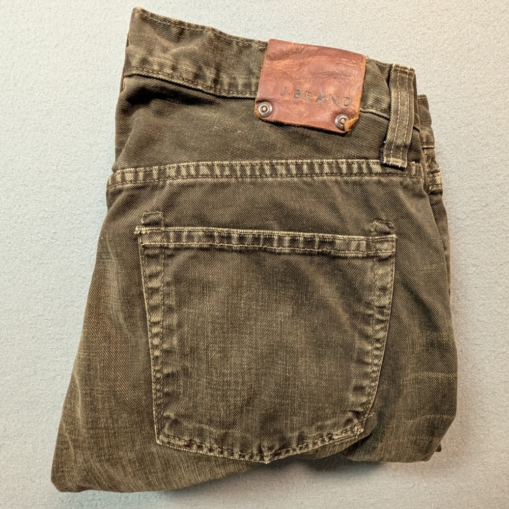 J Brand Kane Slim Straight Leg Pants Mens 32x34 Olive Brown Made in USA